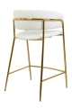 Hoker tapicerowany tkaniną w białym kolorze ze złotym stelażem, NOVA