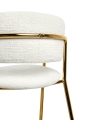 Hoker tapicerowany tkaniną w białym kolorze ze złotym stelażem, NOVA