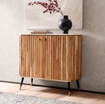 Barek z marmurowym blatem, lite drewno akacjowe i metalowe nogi 95 cm VELAR