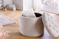 Tapicerowana pufa ze schowkiem, pikowane siedzisko boucle 50 cm DORA