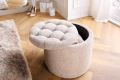 Tapicerowana pufa ze schowkiem, pikowane siedzisko boucle 50 cm DORA