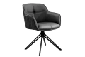 Krzesło obrotowe ze skóry w kolorze czarnym, na metalowych nogach EVALIA