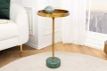 Metalowy stolik kawowy na zielonej, marmurowej podstawie 30/56 cm FIORENZA