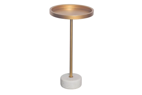 Metalowy stolik kawowy na białej, marmurowej podstawie 30/56 cm FIORENZA