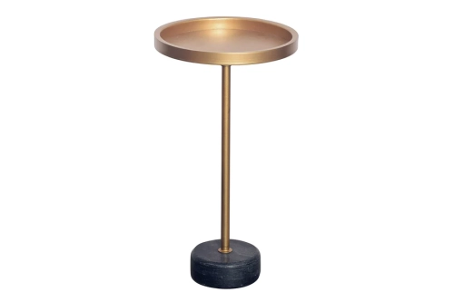 Metalowy stolik kawowy na czarnej, marmurowej podstawie 30/56 cm FIORENZA