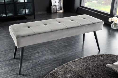 Ławka tapicerowana na metalowych nogach, szary velvet 100 cm AURELLE