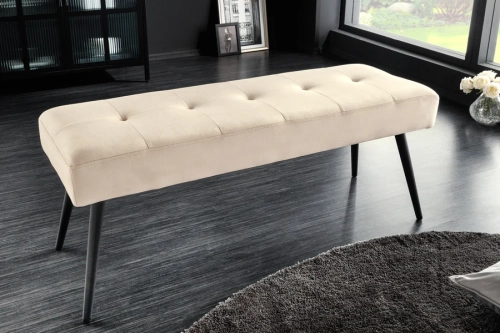 Ławka tapicerowana na metalowych nogach, szampański velvet 100 cm AURELLE