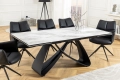 Ceramiczny stół rozkładany, blat imitujący marmur, metalowe nogi 180-260 cm OVIL