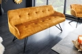 Sofa z aksamitu w żółtym kolorze, na metalowych nogach 156 cm EVALIA