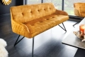 Sofa z aksamitu w żółtym kolorze, na metalowych nogach 156 cm EVALIA