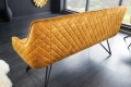 Sofa z aksamitu w żółtym kolorze, na metalowych nogach 156 cm EVALIA
