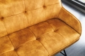 Sofa z aksamitu w żółtym kolorze, na metalowych nogach 156 cm EVALIA