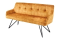 Sofa z aksamitu w żółtym kolorze, na metalowych nogach 156 cm EVALIA