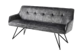 Sofa z aksamitu w szarym kolorze, na metalowych nogach 156 cm EVALIA