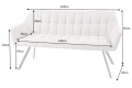 Pikowana sofa w kolorze kremowym, na metalowych nogach 165 cm ADRIANA