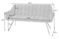 Pikowana sofa w kolorze szarym, na metalowych nogach 165 cm ADRIANA
