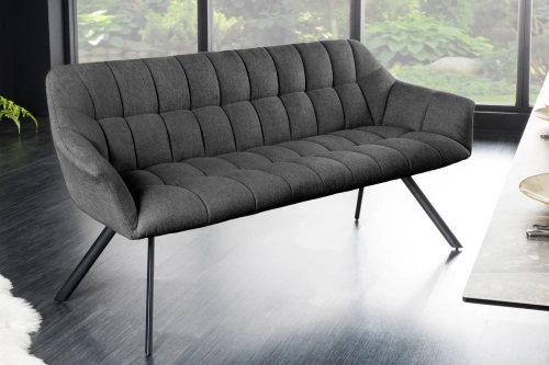 Pikowana sofa w kolorze szarym, na metalowych nogach 165 cm ADRIANA