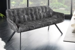 Aksamitna, pikowana sofa w kolorze szarym, na metalowych nogach 165 cm ADRIANA