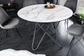 Stół z blatem ceramicznym o wyglądzie marmuru, na metalowych nogach 120 cm PAFE