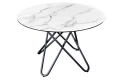 Stół z blatem ceramicznym o wyglądzie marmuru, na metalowych nogach 120 cm PAFE