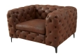 Pikowany fotel na metalowych nogach, w kolorze brązowym 120/70cm cm RUSTIC