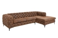 Pikowany narożnik na metalowych nogach, w kolorze brązowym 275 cm RUSTIC