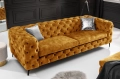 Pikowana sofa trzyosobowa, w kolorze musztardowym 235 cm RUSTIC