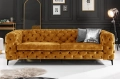 Pikowana sofa trzyosobowa, w kolorze musztardowym 235 cm RUSTIC