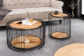 Stolik kawowy z drewna akacjowego, metalowy czarny stelaż 70 cm loft NOKKA