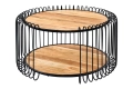 Stolik kawowy z drewna akacjowego, metalowy czarny stelaż 70 cm loft NOKKA