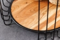 Stolik kawowy z drewna akacjowego, metalowy czarny stelaż 50 cm loft NOKKA