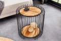 Stolik kawowy z drewna akacjowego, metalowy czarny stelaż 50 cm loft NOKKA
