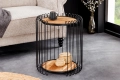 Stolik kawowy z drewna akacjowego, metalowy czarny stelaż 50 cm loft NOKKA
