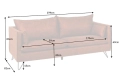 Sofa trzyosobowa na metalowych nogach, w kolorze brązowym 195 cm NIVO