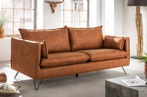 Sofa trzyosobowa na metalowych nogach, w kolorze brązowym 195 cm NIVO