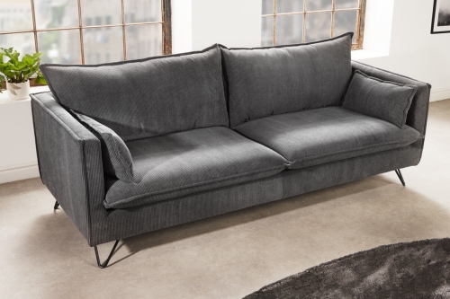Sofa trzyosobowa na metalowych nogach, w kolorze szarym 195 cm NIVO