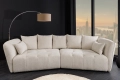 Sofa trzyosobowa pikowana, tkanina boucle w kolorze beżowym 295 cm LAZULI