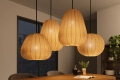 Lampa sufitowa w stylu boho, materiałowy klosz w kolorze złotym 30 cm SASSY