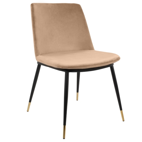 Krzesło tapicerowane DIVA welur khaki czarny metal złote nóżki