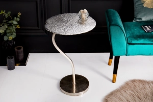 Srebrny stolik pomocniczy LILIA 42 cm w całości z aluminium