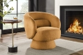 Obrotowy fotel w stylu retro, pluszowa tkanina boucle w kolorze żółtym ZELDA
