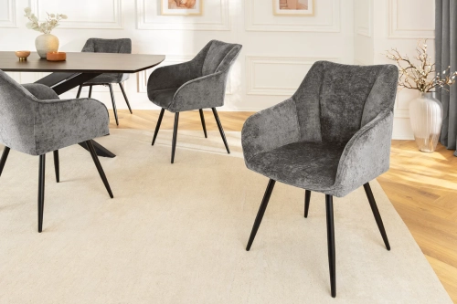 Krzesło obrotowe do jadalni ciemnoszare, na metalowych nogach RITZ