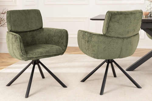 Krzesło obrotowe do jadalni ciemnozielone, na metalowych nogach RITZ II