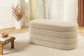 Pufa ze schowkiem z tkaniny boucle w kolorze beżowym 113 cm PICO