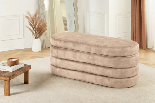 Aksamitna pufa ze schowkiem w kolorze szampańskim 113 cm PICO