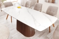 Stół z blatem ceramicznym o wyglądzie marmuru, fornir z drewna orzechowego 200 cm VINERA