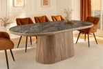 Stół z blatem ceramicznym o wyglądzie marmuru, fornir z drewna orzechowego 200 cm VINERA II