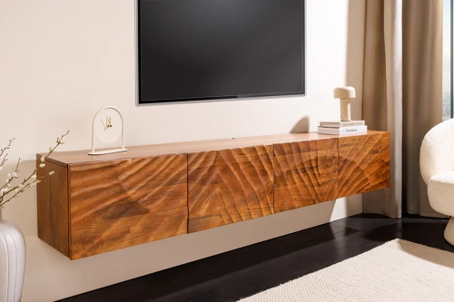 Wisząca szafka RTV 200 cm drewno mango - SEKWANA