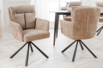 Obrotowe krzesło tapicerowane tkaniną w kolorze beżowym, metalowe nogi DAVID