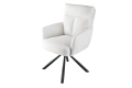 Obrotowe krzesło boucle w kolorze białym, metalowe nogi DAVID